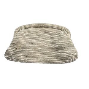 Vintage 1950s Lumured Beaded Ivory Corde Clutch Purse Mid-Century Made in USA